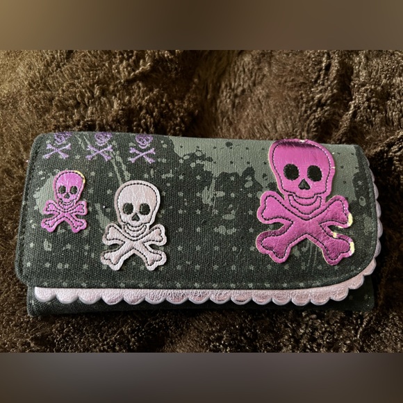 Loungefly Handbags - Loungefly Metallic Skull Wallet - Metallic Purple